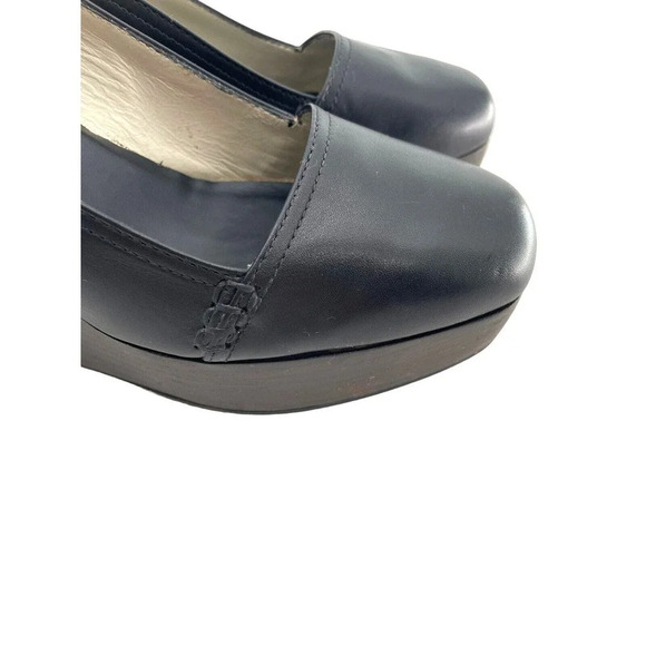 TOD'S Womens size US 7 Black Leather Platform Wedge Shoes Strap EU 37 Dust Bag - Picture 11 of 16